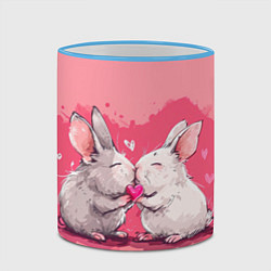 Кружка 3D Милые влюбленные кролики, цвет: 3D-небесно-голубой кант — фото 2