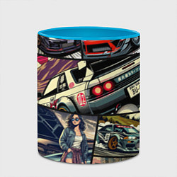 Кружка 3D Japanese cars art, цвет: 3D-белый + небесно-голубой — фото 2
