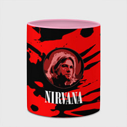 Кружка 3D Nirvana красные краски рок бенд, цвет: 3D-белый + розовый — фото 2