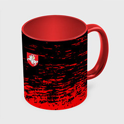Кружка 3D Герб Белоруссии краски красные, цвет: 3D-белый + красный