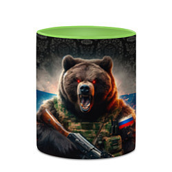 Кружка 3D Русский солдат медведь, цвет: 3D-белый + светло-зеленый — фото 2
