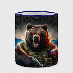 Кружка 3D Русский солдат медведь, цвет: 3D-синий кант — фото 2