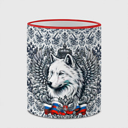 Кружка 3D Белый русский волк я русский, цвет: 3D-красный кант — фото 2