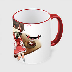 Кружка 3D Touhou Project Reimu and Marisa chibi, цвет: 3D-красный кант