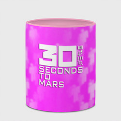 Кружка 3D 30 seconds to mars pink, цвет: 3D-белый + розовый — фото 2