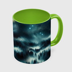 Кружка цветная Луна и туман в лесу