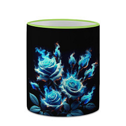 Кружка 3D Розы в голубом огне, цвет: 3D-светло-зеленый кант — фото 2
