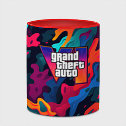 Кружка 3D Gta лого камуфляж кислотные кляксы, цвет: 3D-белый + красный — фото 2