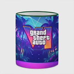 Кружка 3D Gta 6 логотип в стиле ночного vice city, цвет: 3D-зеленый кант — фото 2
