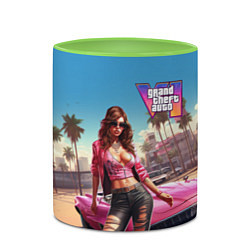 Кружка 3D GTA 6 girl logo, цвет: 3D-белый + светло-зеленый — фото 2
