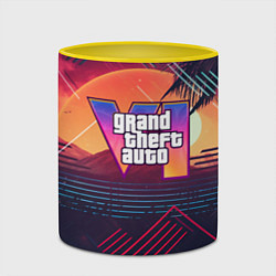 Кружка 3D GTA 6 logo абстрактный фон, цвет: 3D-белый + желтый — фото 2