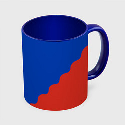 Кружка 3D Триколор диагональный волнистый, цвет: 3D-белый + синий