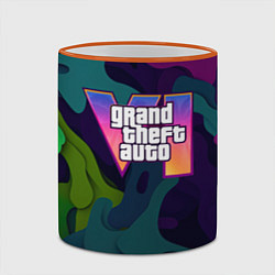 Кружка 3D GTA 6 logo яркий неоновый камуфляжный стиль, цвет: 3D-оранжевый кант — фото 2