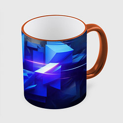 Кружка 3D Black blue background abstract, цвет: 3D-оранжевый кант