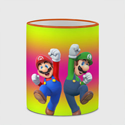 Кружка 3D Братья Марио, цвет: 3D-оранжевый кант — фото 2