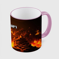 Кружка 3D Огненный minecraft логотип, цвет: 3D-розовый кант