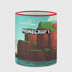 Кружка 3D Minecraft logo горы и озеро, цвет: 3D-красный кант — фото 2