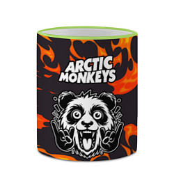 Кружка 3D Arctic Monkeys рок панда и огонь, цвет: 3D-светло-зеленый кант — фото 2