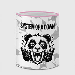 Кружка 3D System of a Down рок панда на светлом фоне, цвет: 3D-розовый кант — фото 2