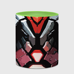 Кружка 3D Красная броня киберпанк, цвет: 3D-белый + светло-зеленый — фото 2