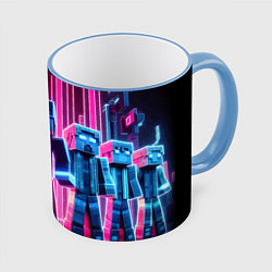 Кружка 3D Minecraft characters - neon glow, цвет: 3D-небесно-голубой кант