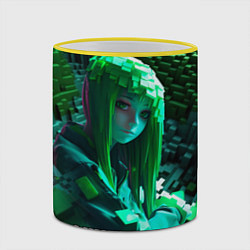 Кружка 3D Minecraft девушка зеленый мир, цвет: 3D-желтый кант — фото 2
