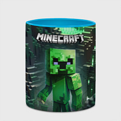 Кружка 3D Minecraft зеленый персонаж, цвет: 3D-белый + небесно-голубой — фото 2