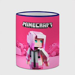 Кружка 3D Minecraft персонаж розовый фон, цвет: 3D-синий кант — фото 2