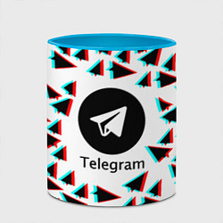 Кружка 3D Telegram logo pattern steel, цвет: 3D-белый + небесно-голубой — фото 2
