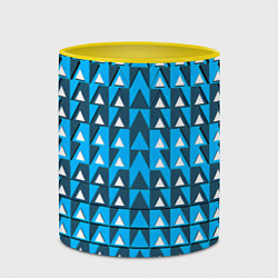 Кружка 3D Узор из треугольников синий, цвет: 3D-белый + желтый — фото 2