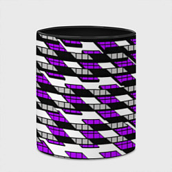 Кружка 3D Фиолетовые треугольники и квадраты на белом фоне, цвет: 3D-белый + черный — фото 2