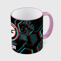 Кружка цветная Brighton FC в стиле glitch на темном фоне