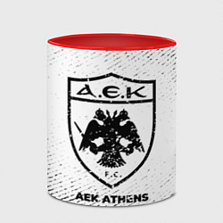Кружка 3D AEK Athens с потертостями на светлом фоне, цвет: 3D-белый + красный — фото 2