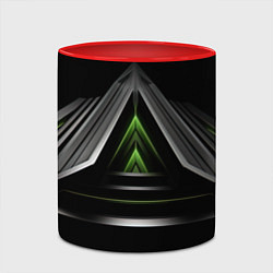 Кружка 3D Black green abstract nvidia style, цвет: 3D-белый + красный — фото 2