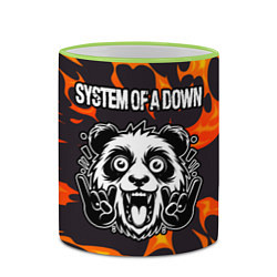 Кружка 3D System of a Down рок панда и огонь, цвет: 3D-светло-зеленый кант — фото 2