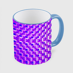 Кружка цветная Фиолетовые квадраты на белом фоне