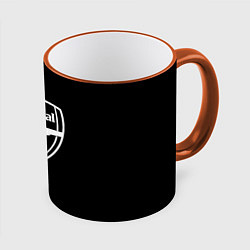 Кружка 3D Arsenal fc белое лого, цвет: 3D-оранжевый кант