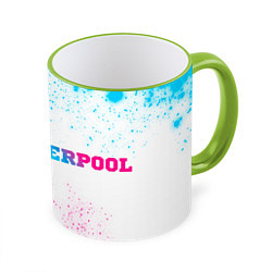 Кружка 3D Liverpool neon gradient style по-горизонтали, цвет: 3D-светло-зеленый кант