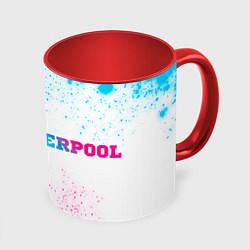 Кружка 3D Liverpool neon gradient style по-горизонтали, цвет: 3D-белый + красный