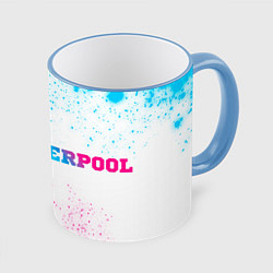 Кружка 3D Liverpool neon gradient style по-горизонтали, цвет: 3D-небесно-голубой кант