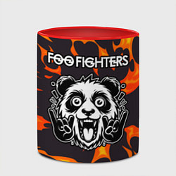 Кружка 3D Foo Fighters рок панда и огонь, цвет: 3D-белый + красный — фото 2