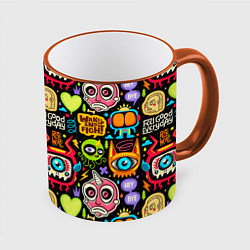 Кружка 3D Feel good every day motivation monsters pattern, цвет: 3D-оранжевый кант