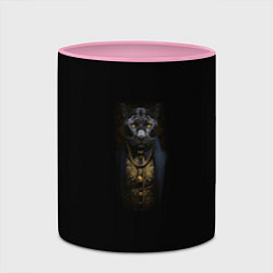 Кружка 3D Ягуар в костюме на черном фоне, цвет: 3D-белый + розовый — фото 2