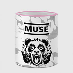 Кружка 3D Muse рок панда на светлом фоне, цвет: 3D-розовый кант — фото 2