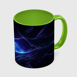 Кружка 3D Синие магическое свечение в виде шара, цвет: 3D-белый + светло-зеленый