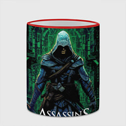 Кружка 3D Assassins creed зеленый стиль матрицы, цвет: 3D-красный кант — фото 2