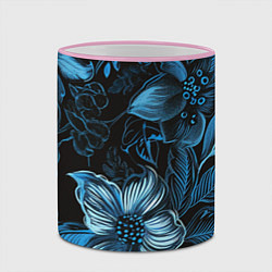 Кружка 3D Синие цветы абстракции, цвет: 3D-розовый кант — фото 2