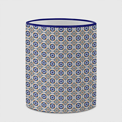 Кружка 3D Сине-белая марокканская мозаика, цвет: 3D-синий кант — фото 2