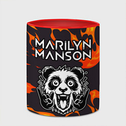 Кружка 3D Marilyn Manson рок панда и огонь, цвет: 3D-белый + красный — фото 2