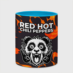 Кружка 3D Red Hot Chili Peppers рок панда и огонь, цвет: 3D-белый + небесно-голубой — фото 2